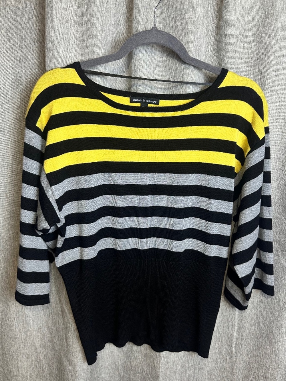 Cable & Gauge Striped Dolman Sleeve Sweater Knit Top Medium